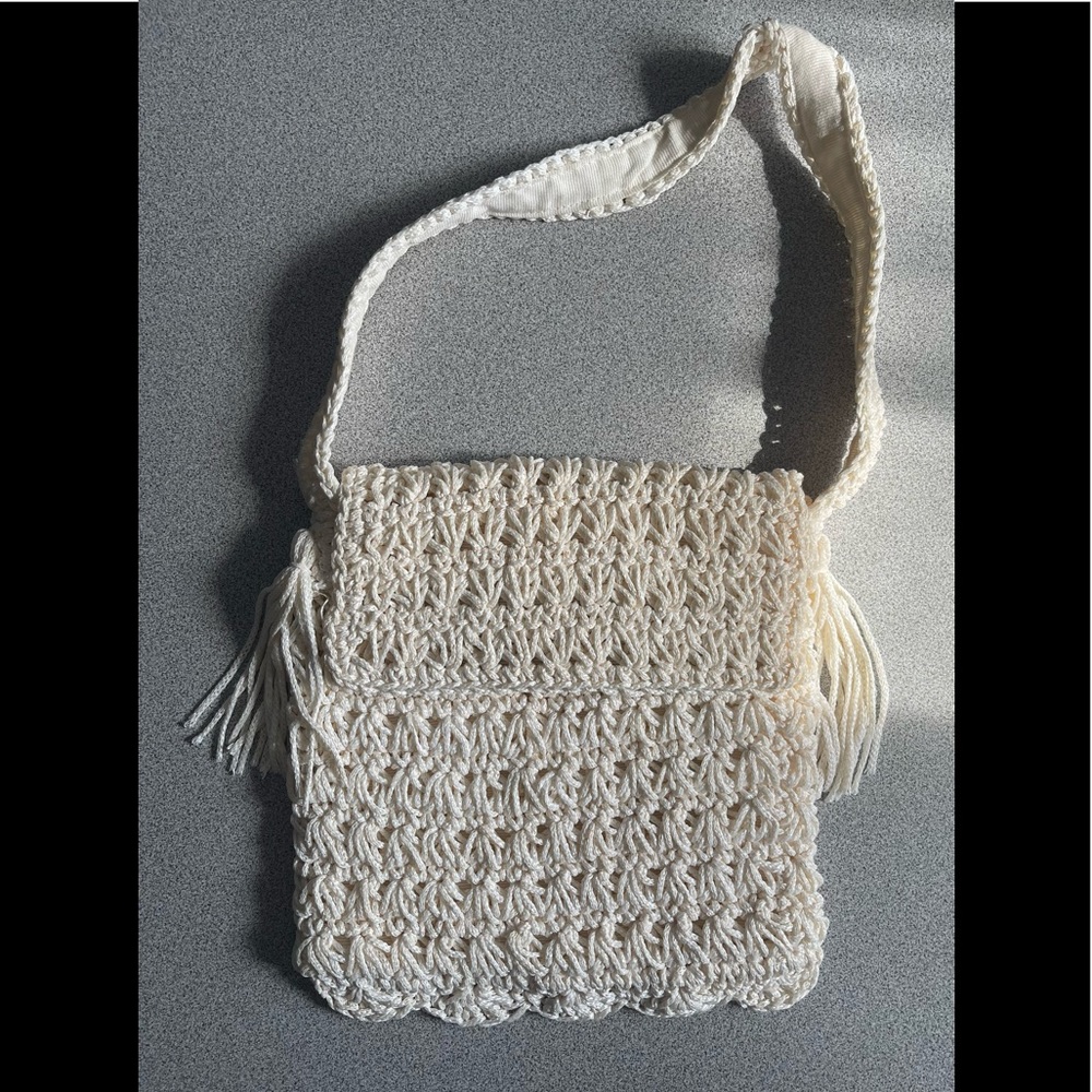 Vintage Goldco Crochet Cream Handbag